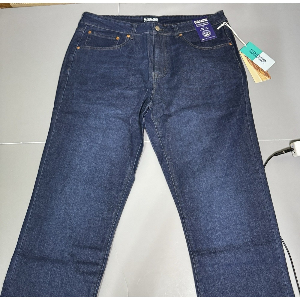 Fair Harbor Driftwood Denim Pants Jeans 36 32 Deep Sea Dark Wash New